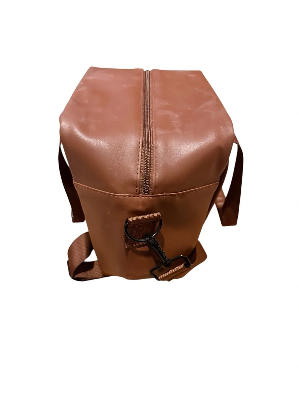 Minimalist Tan Leather Messenger insulated lunchBag with Adjustable Strap